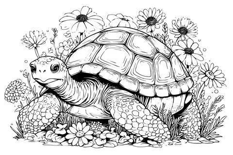 Turtle hand drawn ink sketch. Engraved style vector illustration. Stock Illustration