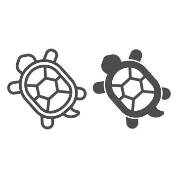 Turtle with hard shell line and solid icon, domestic animals concept, tortoise Illustrazione stock
