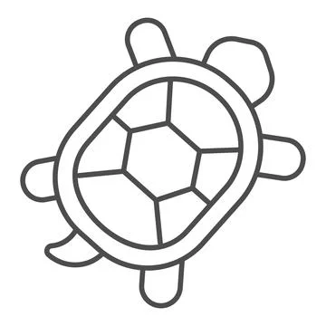 Turtle with hard shell thin line icon, domestic animals concept, tortoise sign Stock Illustration