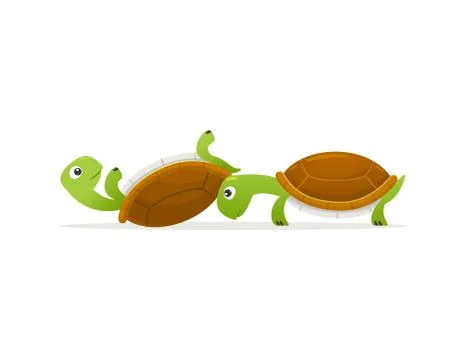 Turtle helps the upside down turtle Stock Illustration