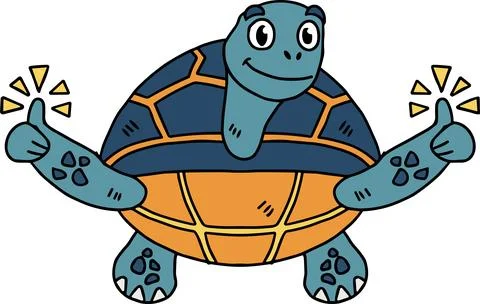 A turtle is holding up its right hand and giving a thumbs up Stock Illustration