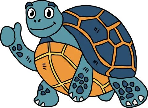 A turtle is holding up its right hand and giving a thumbs up Stock Illustration