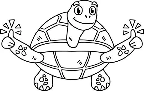 A turtle is holding up its right hand and giving a thumbs up Stock Illustration