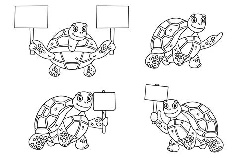 A turtle holding a sign Stock Illustration