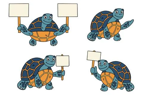 A turtle holding a sign Illustrazione stock