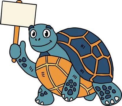 A turtle holding a sign Illustrazione stock