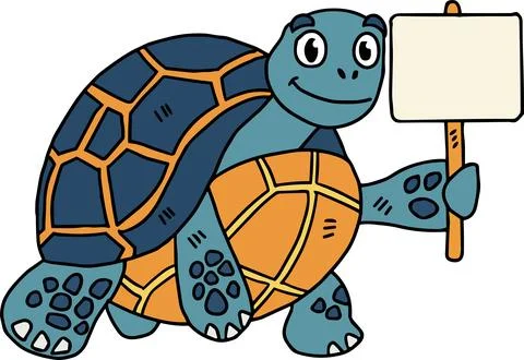 A turtle holding a sign Stock Illustration