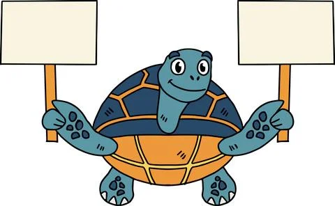 A turtle holding a sign Stock Illustration