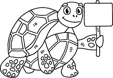 A turtle holding a sign Stock Illustration