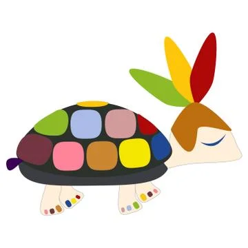 Turtle hurries to a party. Cartoon vector illustration Stock Illustration