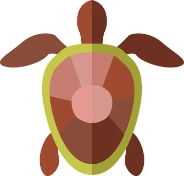 Turtle icon isolated on white background. Sea animal. Colored. Vector symbol. Stock Illustration