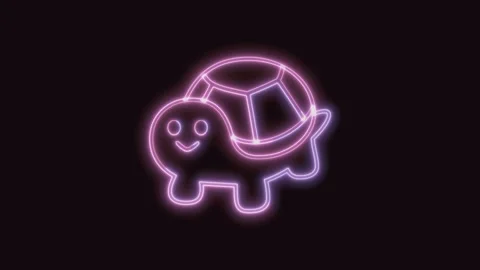 Turtle Icon Neon Seamless Loop with Black Background 4K Video stock 311303810
