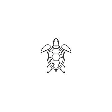 Turtle icon outline vector graphic symbol with line art with white background Stock Illustration