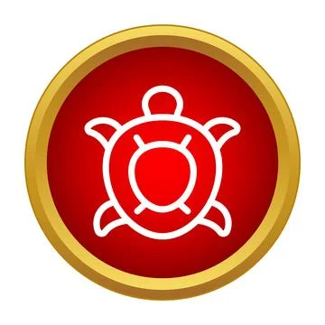 Turtle icon in red circle with gold frame Stock Illustration