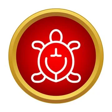 Turtle icon in red circle with gold border Illustrazione stock