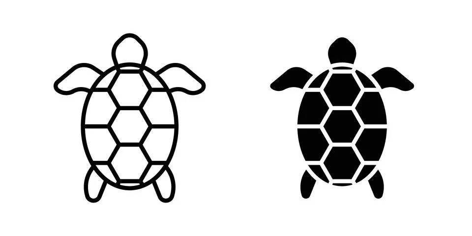 Turtle icon vector template set in black 스톡 일러스트