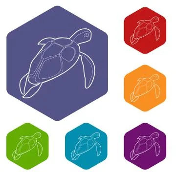 Turtle icons vector hexahedron Stock Illustration