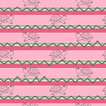 Turtle illustration pattern. Pattern in decorative doodle style. Illustrazione stock
