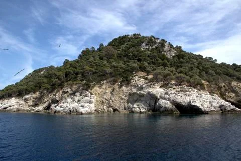 Turtle island in greece Stock Photos