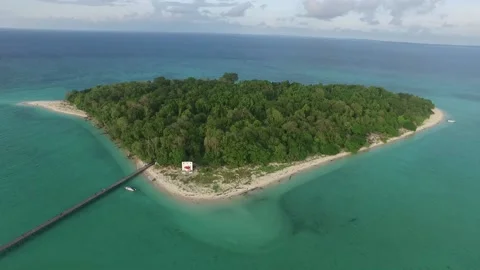 Turtle Island standing alone on the sea Stock Footage 218215499