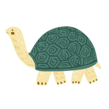 Turtle isolated on white background. Cute cartoon character tortoise. Stockillustratie