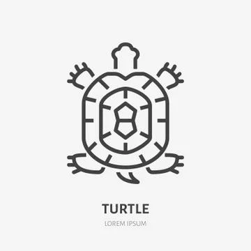 Turtle line icon, vector pictogram of tortoise. Animal illustration, sign for Stock Illustration