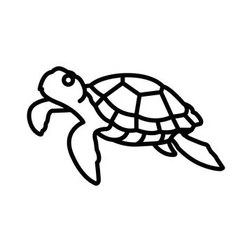 Turtle linear logo mark in black and white Stock Illustration