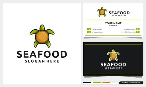 Turtle logo design with plate as a shell concept Stock Illustration