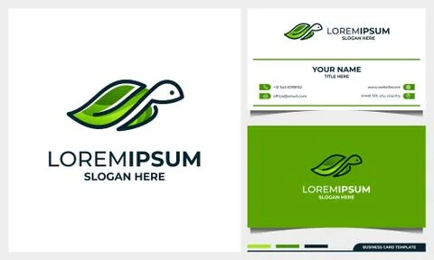 Turtle logo design template with nature leaf concept and business card template Stock Illustration