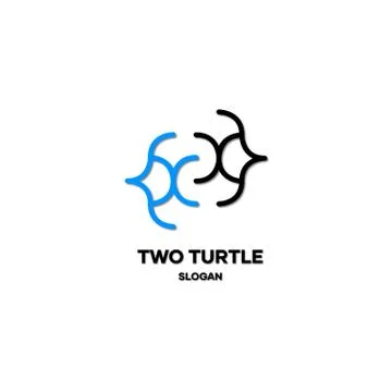 Turtle logo, minimal two turtles logo Stock Illustration