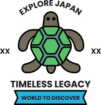 A turtle logo with the words Explore Japan Stock Illustration