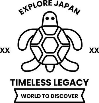 A turtle logo with the words Explore Japan Stock Illustration
