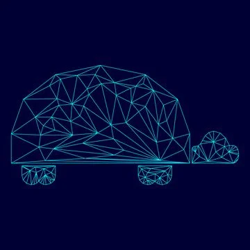 Turtle low poly triangulation triangulated polygonal electric cyan blue vibra Illustrazione stock
