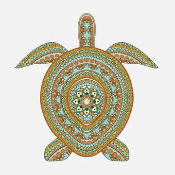 Turtle Mandala Art Pattern Vector Stock Illustration