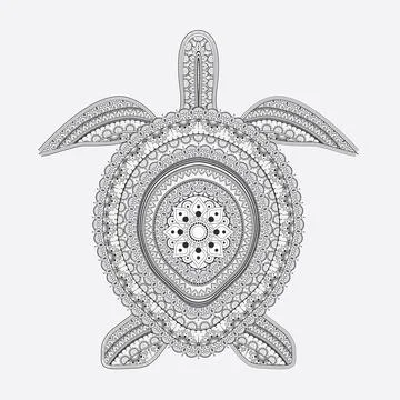 Turtle Mandala Art Pattern Vector - Master 01 Stock Illustration