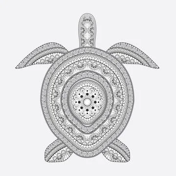 Turtle Mandala Art Pattern Vector - Master 01 Stock Illustration