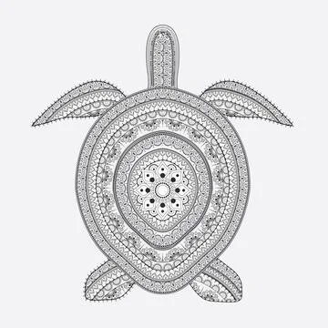 Turtle Mandala Art Pattern Vector - Master 01 Stock Illustration