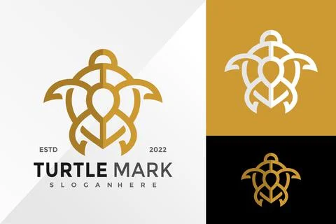 Turtle Mark Location Logo Design Vector illustration template Stock Illustration