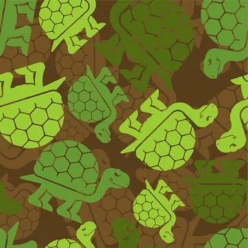 Turtle military pattern seamless. Army animal background. Soldier protective  Illustrazione stock