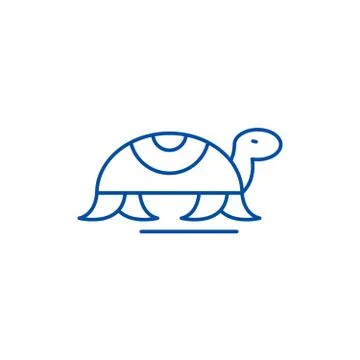 Turtle in motion line icon concept. Turtle in motion flat vector symbol, sign Stock Illustration