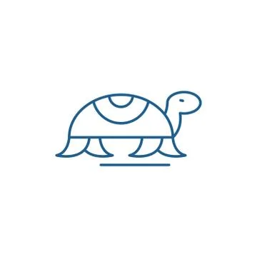 Turtle in motion line icon concept. Turtle in motion flat vector symbol, sign Stock Illustration