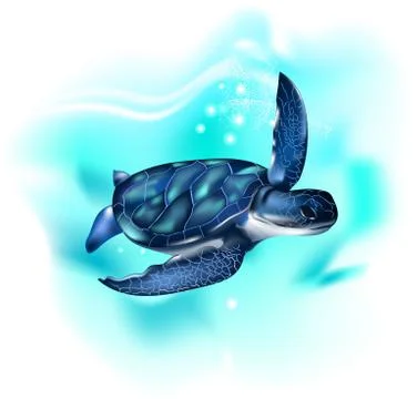 Turtle in the ocean Stock Illustration