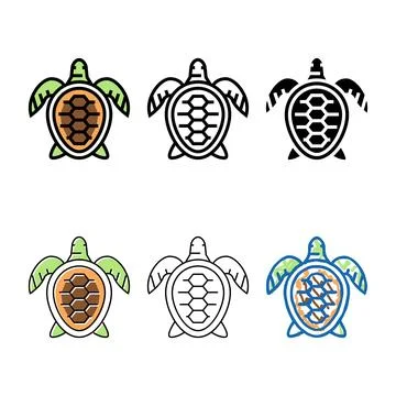 Turtle ocean types color icon vector Stock Illustration