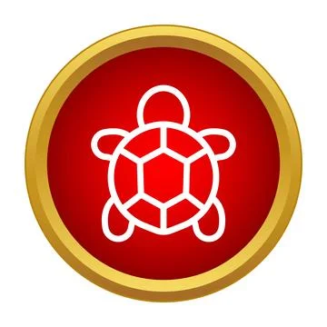 Turtle outline icon on a red circular button Illustrazione stock