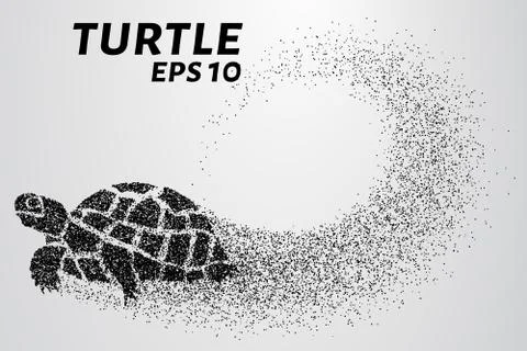 Turtle of the particles. Turtle consists of small circles. Vector illustration Stock Illustration