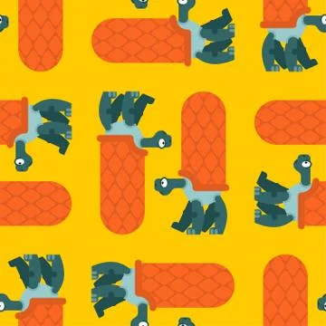 Turtle pattern seamless. Amphibian background. Childrens cloth texture. Anima 스톡 일러스트