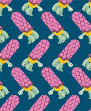 Turtle pattern seamless. Amphibian background. Childrens cloth texture. Anima Illustrazione stock