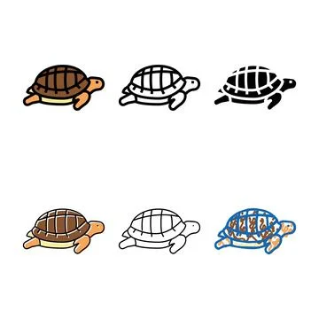 Turtle pet color simplified icon vector Stock Illustration
