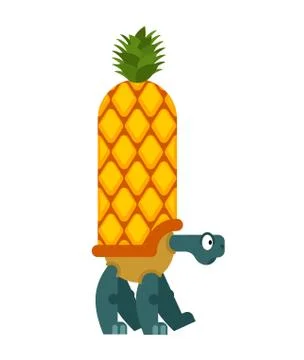 Turtle Pineapple. tortoiseshell in shape of ananas. tropical Fruit Shell rept Stock Illustration