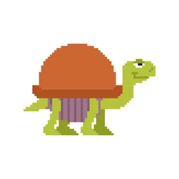 Turtle pixel art. tortoise 8 bit Vector illustration. Illustrazione stock